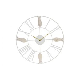 Zegar Ścienny DKD Home Decor 39 x 3,5 x 39 cm Metal Brązowy Biały Drewno MDF Śródziemnomorski Ryby