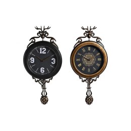 Zegar Ścienny DKD Home Decor 27 x 7,5 x 57,5 cm Szkło Czarny Złoty Żelazo Wahadło (2 Sztuk)