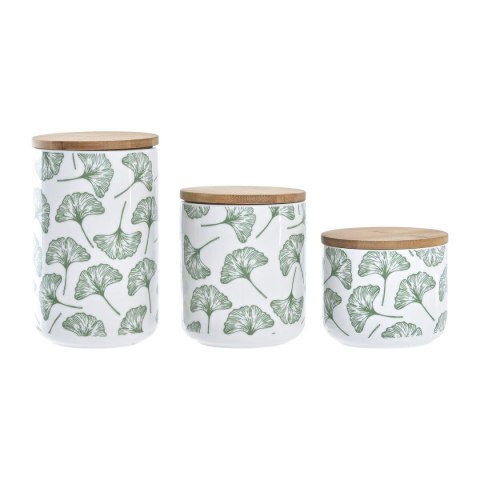 3 pojemniki masy DKD Home Decor Naturalny Biały Kolor Zielony Bambus Kamionka Tropikalny 10 x 10 x 17 cm 3 pojemniki masy DKD Home Decor Naturalny Biały Kolor Zielony Bambus Kamionka Tropikalny 10 x 10 x 17 cm