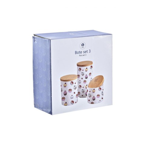 3 pojemniki masy DKD Home Decor Naturalny Biały Wielokolorowy Bambus Kamionka 10 x 10 x 17 cm Cupcake 3 pojemniki masy DKD Home Decor Naturalny Biały Wielokolorowy Bambus Kamionka 10 x 10 x 17 cm Cupcake