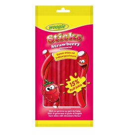 Woogie Strawberry Sticks Żelki Truskawkowe Nadziewane 80 g