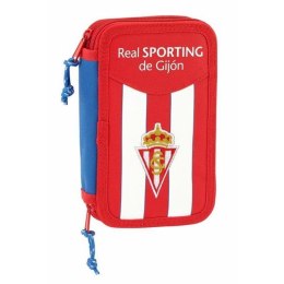 Piórnik Podwójny Real Sporting de Gijón Biały Czerwony 12.5 x 19.5 x 4 cm (28 Części)