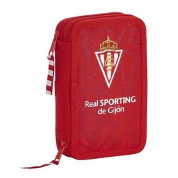 Piórnik Podwójny Real Sporting de Gijón Czerwony 12.5 x 19.5 x 4 cm (28 Części)