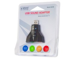 Karta dźwiękowa USB 7w1, dźwięk Virtual 7.1CH, Plug & Play, blister, AK-08